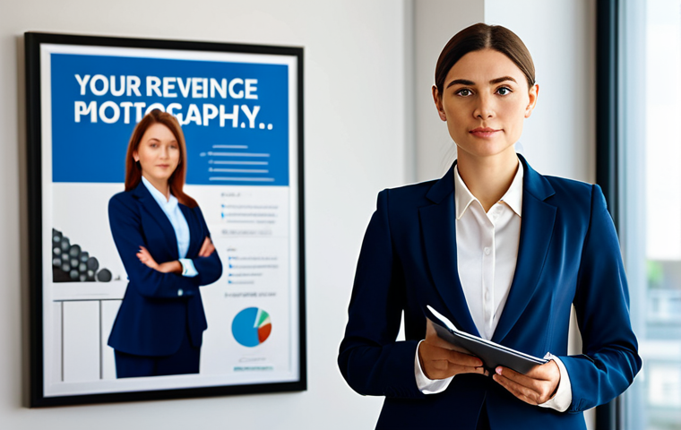 **

A professional woman in a modest business suit, standing confidently in a modern office. She is holding a notebook and pen, looking thoughtfully ahead. The background includes blurred office activity and a motivational poster. Fully clothed, appropriate attire, safe for work, perfect anatomy, natural proportions, professional, family-friendly.

**