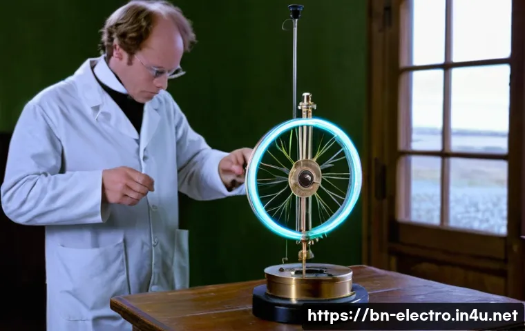 전자기학 실험 - **Prompt 1: The Dawn of Electromagnetism - Oersted's and Faraday's Eureka Moments**
    A vibrant, h...