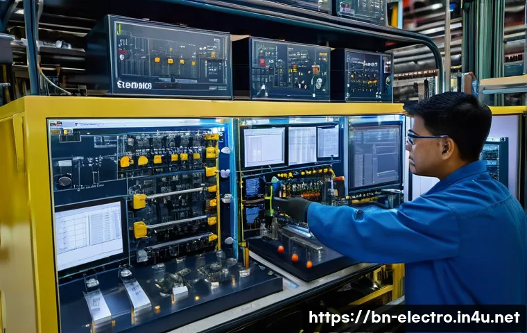 전기기기 진동 분석 - A highly detailed industrial scene inside a modern power plant showing a technician installing a MEM...