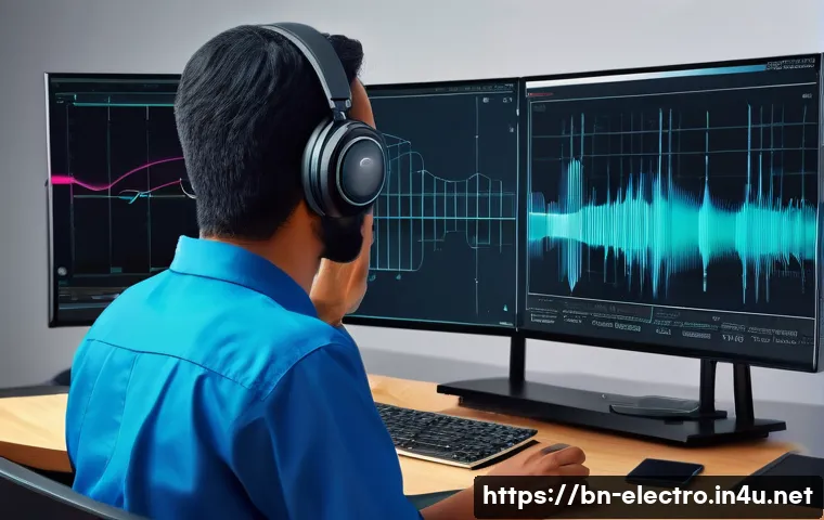 디지털 신호 변환 - A detailed educational illustration showing the process of analog to digital signal conversion, feat...