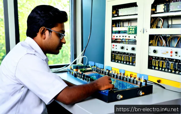 전기기기 설계의 최신 기술 - Photorealistic modern electrical engineering laboratory, a Bangladeshi engineer in clean professiona...